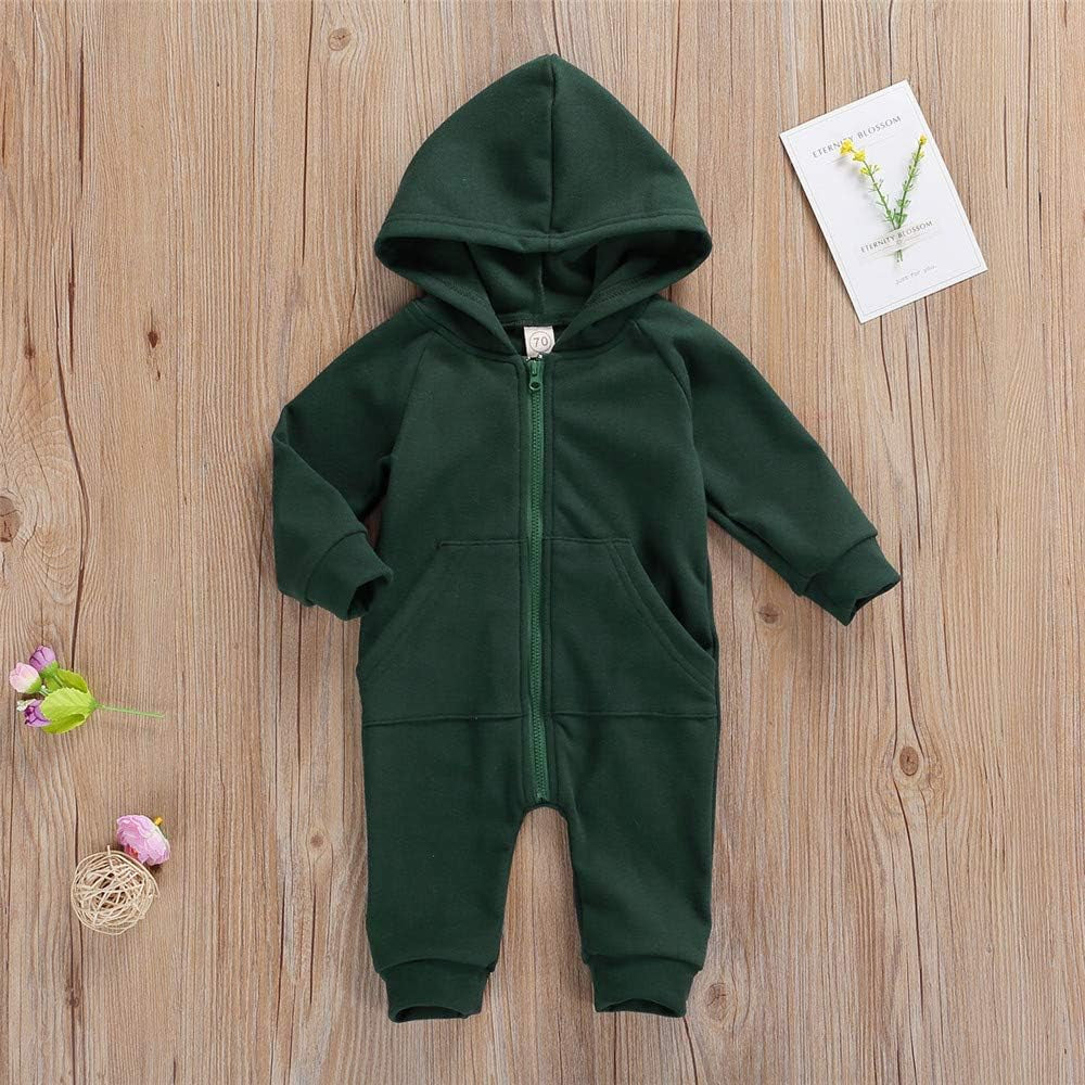 Infant Baby Boys Girls Clothing Zipper Hooded Jumpsuit Romper Long Sleeve Onesie Outfit Fall Winter Warm Clothes