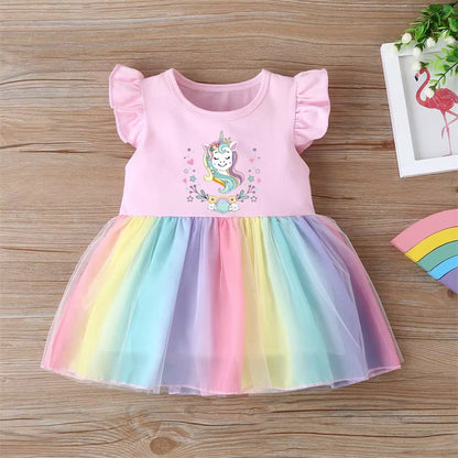 Toddler Baby Girls Dress Summer Kids Unicorn Dresses for Girls Clothes Baby Dresses Casual Costume for Girl Party Dresses 1-4Y