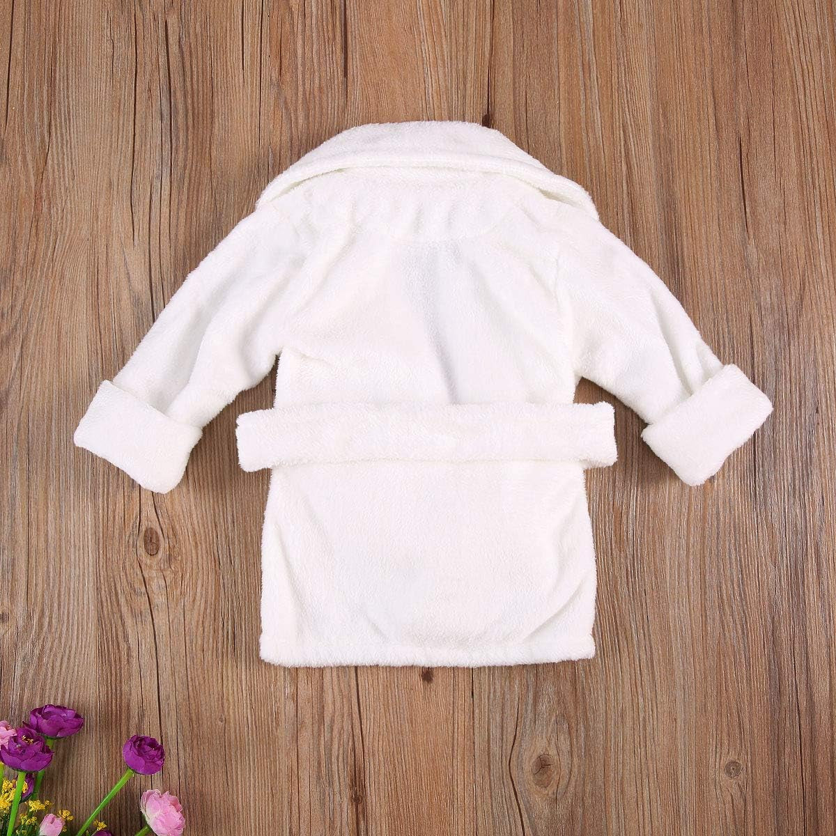 Unisex Baby Plush Bathrobe Plain Kimono Gown Newborn Toddler Girls Boys Towel Robe Nightwear Clothes