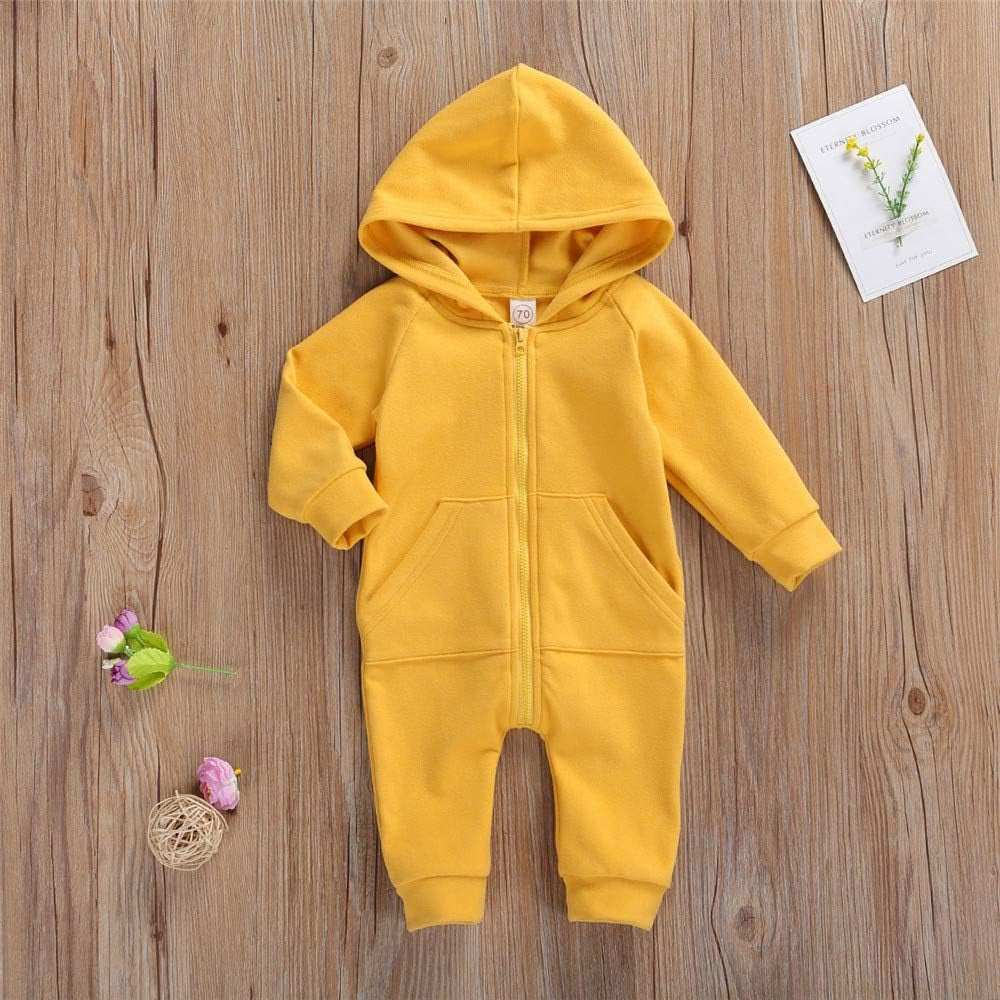 Infant Baby Boys Girls Clothing Zipper Hooded Jumpsuit Romper Long Sleeve Onesie Outfit Fall Winter Warm Clothes