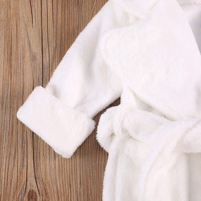 Unisex Baby Plush Bathrobe Plain Kimono Gown Newborn Toddler Girls Boys Towel Robe Nightwear Clothes