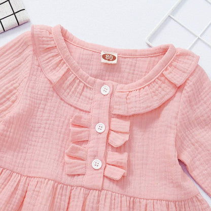 Toddler Baby Girl Outfits Ruffle Sleeve Linen Shirt Cute Ripped Jeans Kids Denim Pants Set Infant Baby Clothes Girl