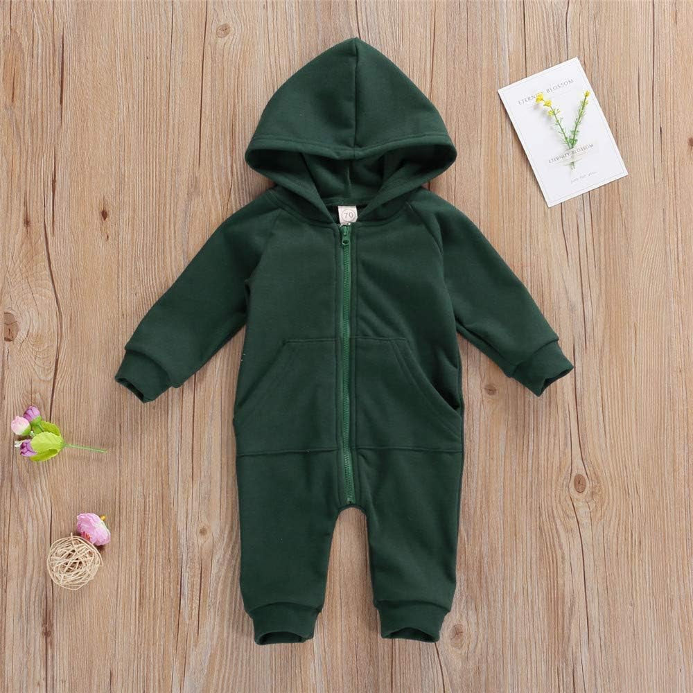 Infant Baby Boys Girls Clothing Zipper Hooded Jumpsuit Romper Long Sleeve Onesie Outfit Fall Winter Warm Clothes