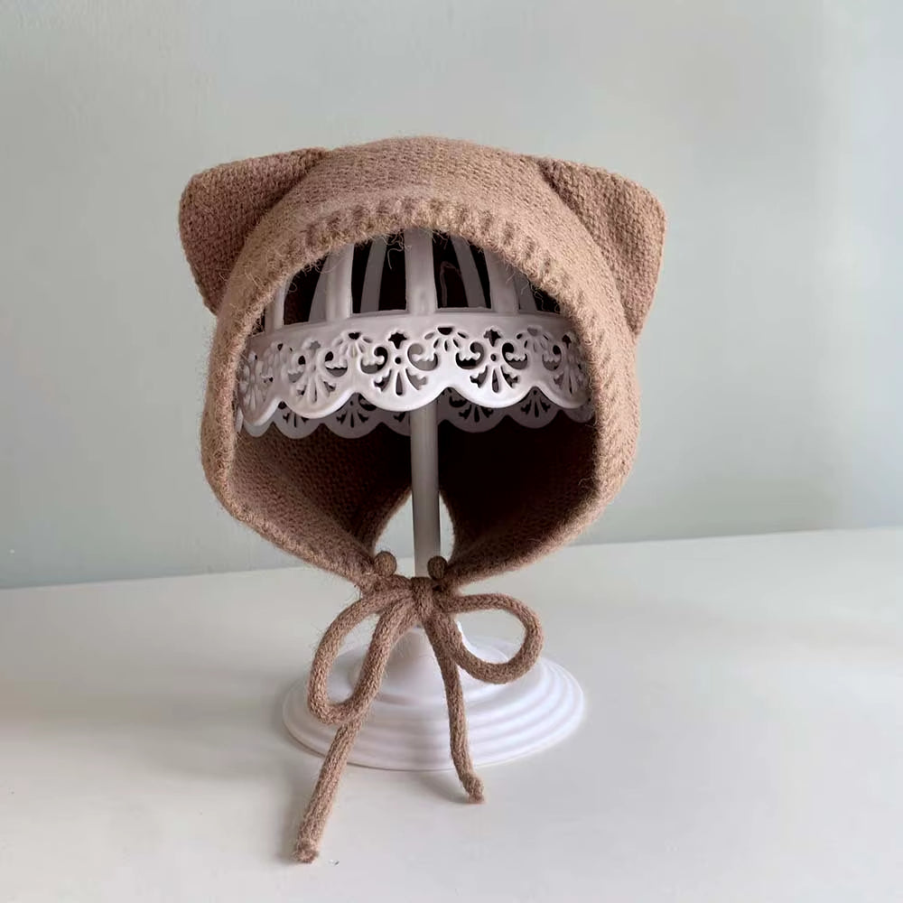 Cute Cartoon Baby Hat with Ear Autumn Winter Baby Boys Girls Beanie Hats Knitted Infant Toddler Warm Earflap Cap Bonnet