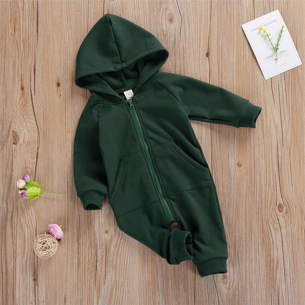 Infant Baby Boys Girls Clothing Zipper Hooded Jumpsuit Romper Long Sleeve Onesie Outfit Fall Winter Warm Clothes