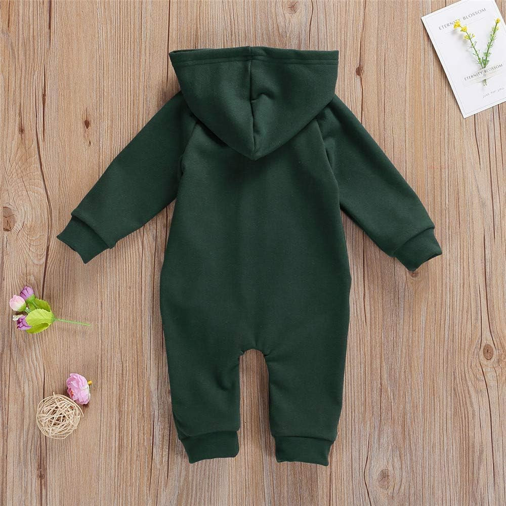 Infant Baby Boys Girls Clothing Zipper Hooded Jumpsuit Romper Long Sleeve Onesie Outfit Fall Winter Warm Clothes