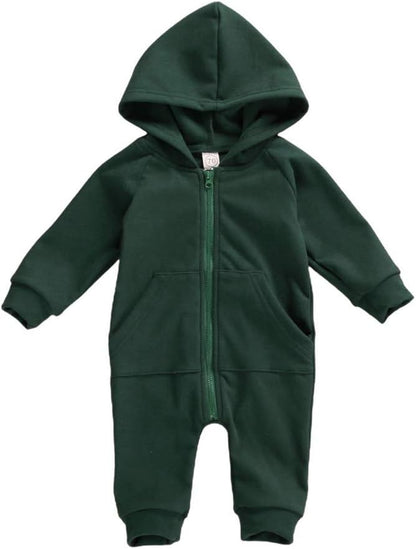 Infant Baby Boys Girls Clothing Zipper Hooded Jumpsuit Romper Long Sleeve Onesie Outfit Fall Winter Warm Clothes