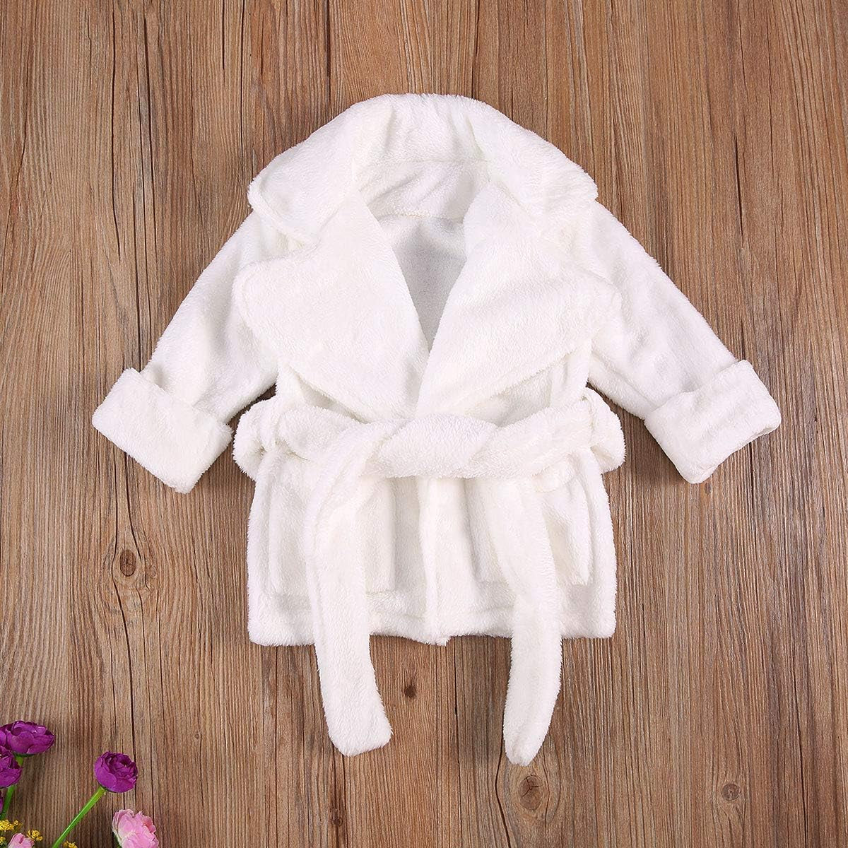 Unisex Baby Plush Bathrobe Plain Kimono Gown Newborn Toddler Girls Boys Towel Robe Nightwear Clothes