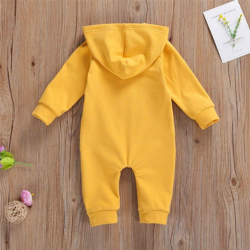 Infant Baby Boys Girls Clothing Zipper Hooded Jumpsuit Romper Long Sleeve Onesie Outfit Fall Winter Warm Clothes