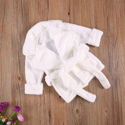 Unisex Baby Plush Bathrobe Plain Kimono Gown Newborn Toddler Girls Boys Towel Robe Nightwear Clothes