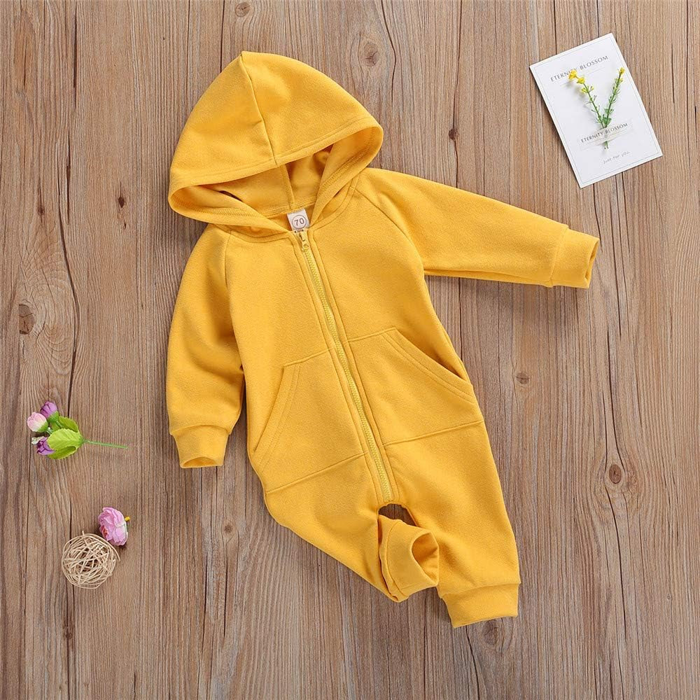 Infant Baby Boys Girls Clothing Zipper Hooded Jumpsuit Romper Long Sleeve Onesie Outfit Fall Winter Warm Clothes