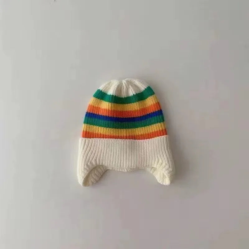 Winter Baby Beanie Cap Cartoon Bear Ear Protection Knitted Hat for Toddler Boys Girls Cute Korean Warm Kids Crochet Hats Gorras