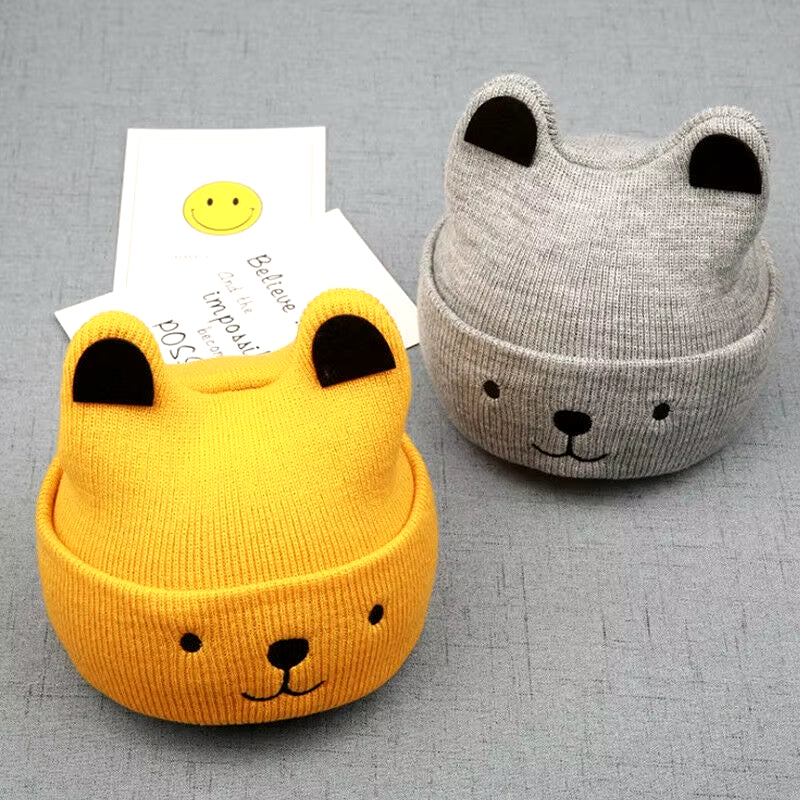 2020 New Baby 3D Cartoon Hat Spring Autumn Baby Hat for Boys Girls Knitted Cap Winter Warm Solid Color Children Hat