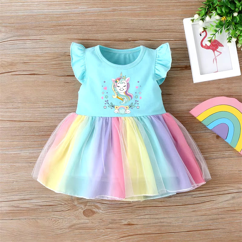 Toddler Baby Girls Dress Summer Kids Unicorn Dresses for Girls Clothes Baby Dresses Casual Costume for Girl Party Dresses 1-4Y