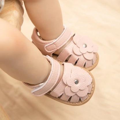 Baby Girls Sandals Infant Closed Toe Crib Shoes 0-24 Months