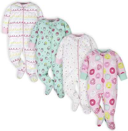 Baby-Girls 4-Pack Sleep 'N Play Footies Multi Pack