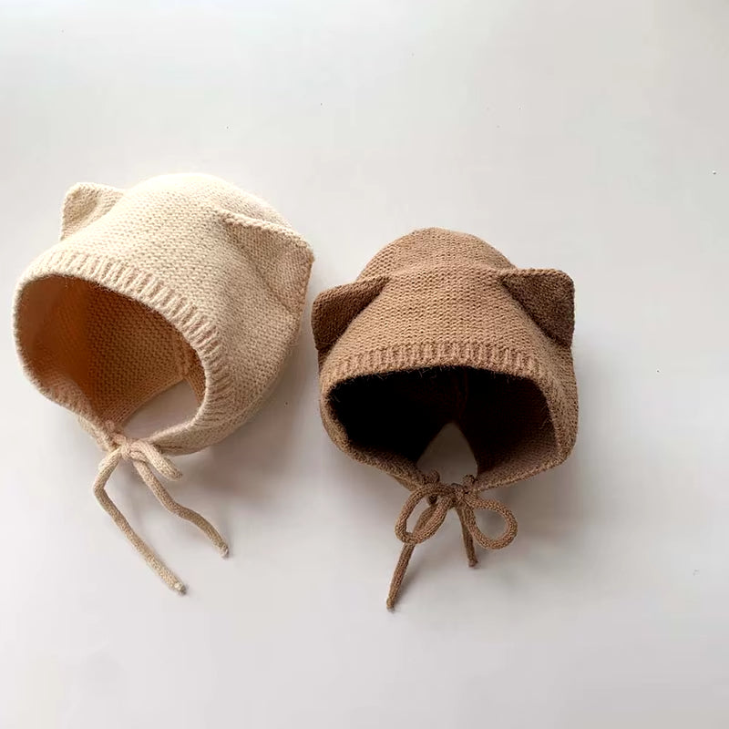 Cute Cartoon Baby Hat with Ear Autumn Winter Baby Boys Girls Beanie Hats Knitted Infant Toddler Warm Earflap Cap Bonnet