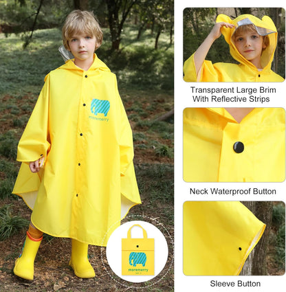 Kids Cartoon Raincoat Children'S Schoolbag Waterproof Rain Jacket Coat Boys and Girls Raincoat Poncho Cape