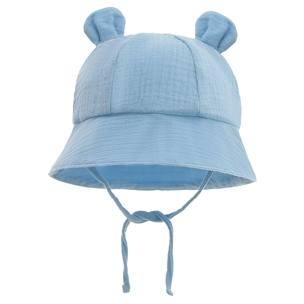 Muslin Cotton Baby Hat Summer Infant Cap Soft Baby Sun Hats Panama for Kids Girls Boys Bucket Hat Accessories Children 3-12M